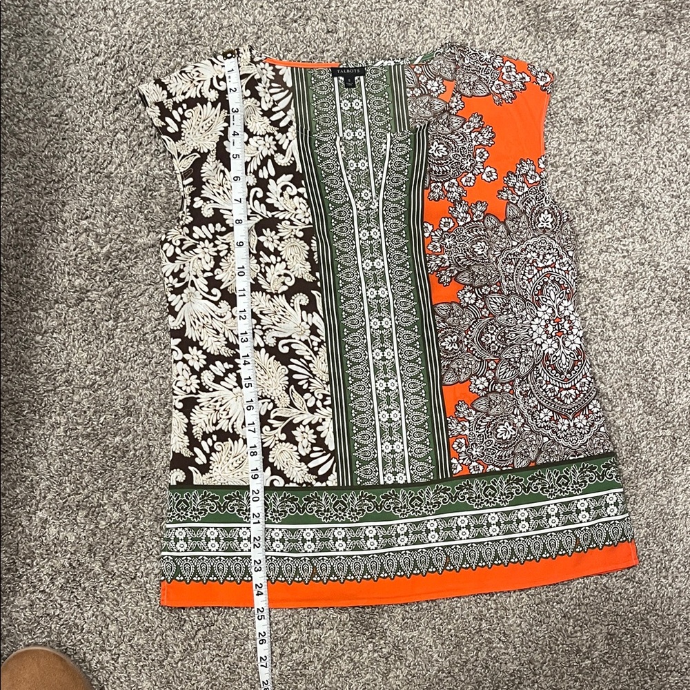 Talbots Paisley Top in Orange, Green, and Brown Size Small - Picture 7 of 7